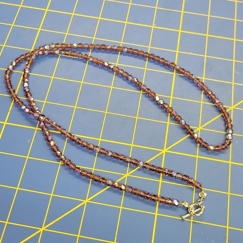 Purple Iridescent Beaded 32" Necklace